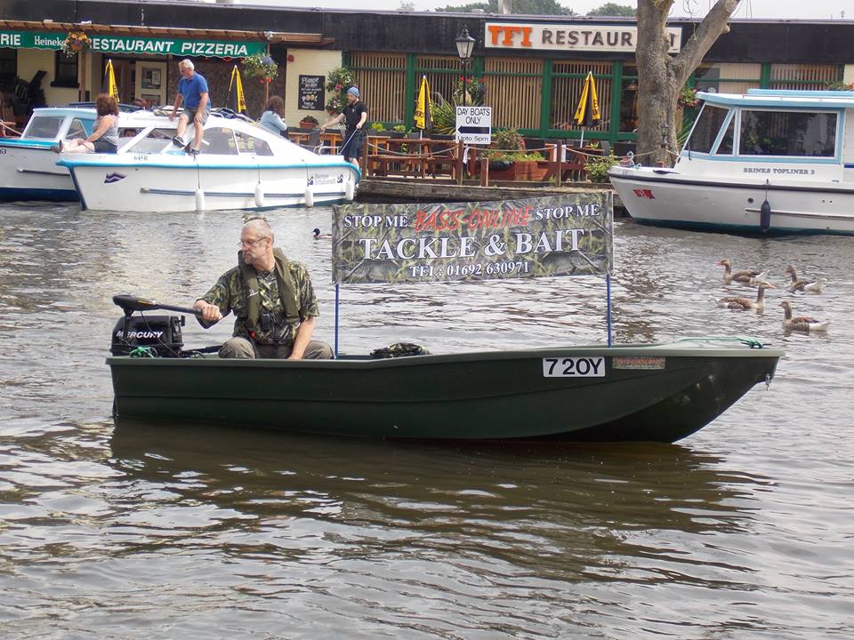 The Bass-online Bait Boat operating on the River Bure. Photo