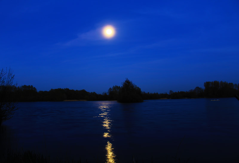 Moonlight over a Kent stillwater. Photo